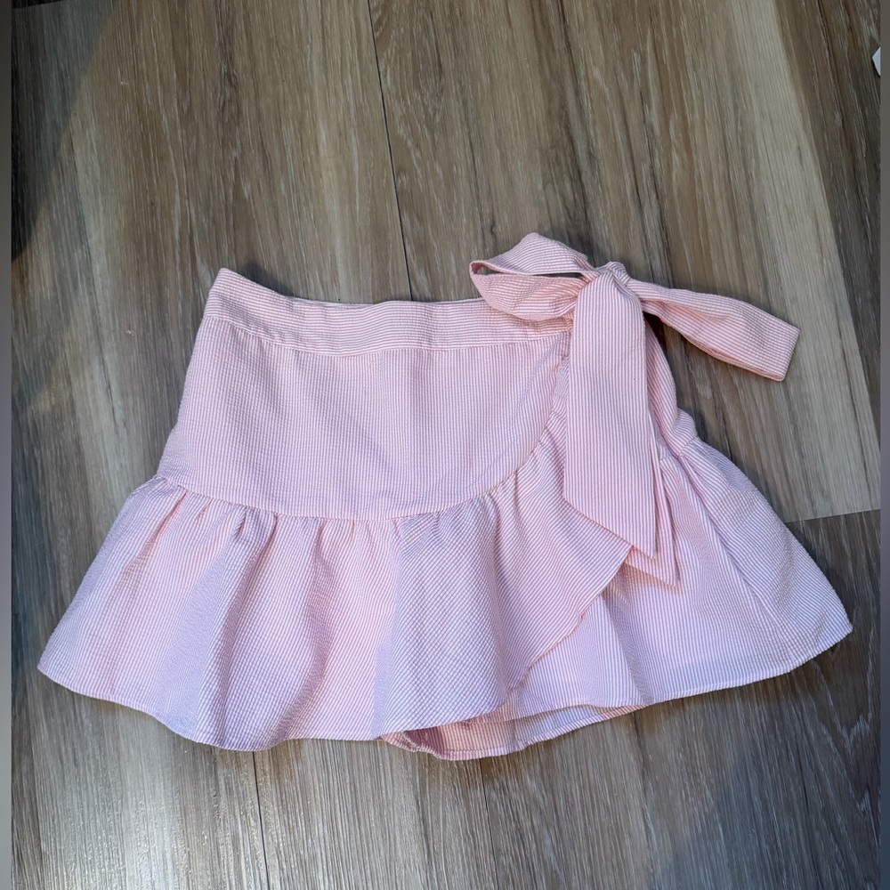 Francesca's Blue Rain Size S Pink/White Stripe Mini Skort with Bow